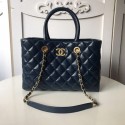 Chanel large shopping bag Aged Calfskin & Gold-Tone Metal A57974 Blue JH03144cm95