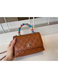 chanel mini flap bag with top handle AS2215 brown JH01770nR86