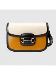 Replica Top Gucci Horsebit 1955 shoulder bag 602204 Burnt orange and white leather JH01909Rc30